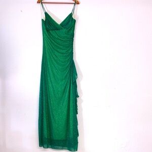 Y2K City Triangles green glitter dress